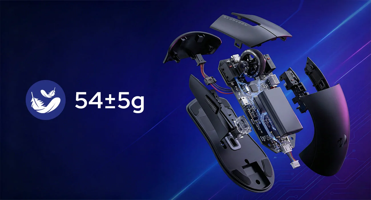 ماوس ألعاب Redragon K1NG M999 لاسلكي فائق الخفة ثلاثي الاتصال مع قاعدة شحن RGB، أسود، 45000 DPI - Thumbnail 16