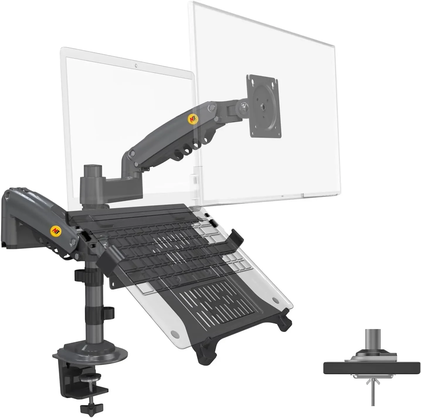 North Bayou H180 Monitor Stand with FP-2 Laptop Mount for 22-32 Inch Monitors - Image 3