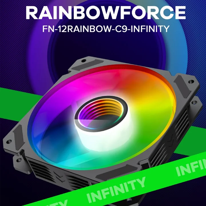 مروحة تبريد كمبيوتر GameMax مقاس 12 سم بإضاءة ARGB – FN12Rainbow C9 Infinity - Image 7