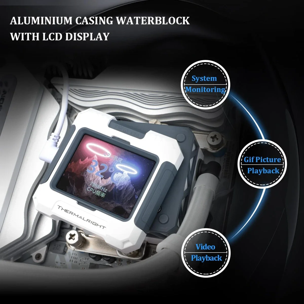 مبرد سائل للمعالج Thermalright Frozen Warframe 360 White ARGB AIO مع شاشة LCD - Image 4