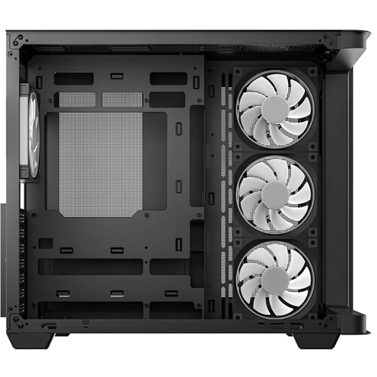 هيكل كمبيوتر DeepCool CG530U 4F بانورامي بزجاج منحني ATX ميد تاور مع 4 مراوح مثبتة مسبقًا، ثنائي الحجرة، أسود - Image 7