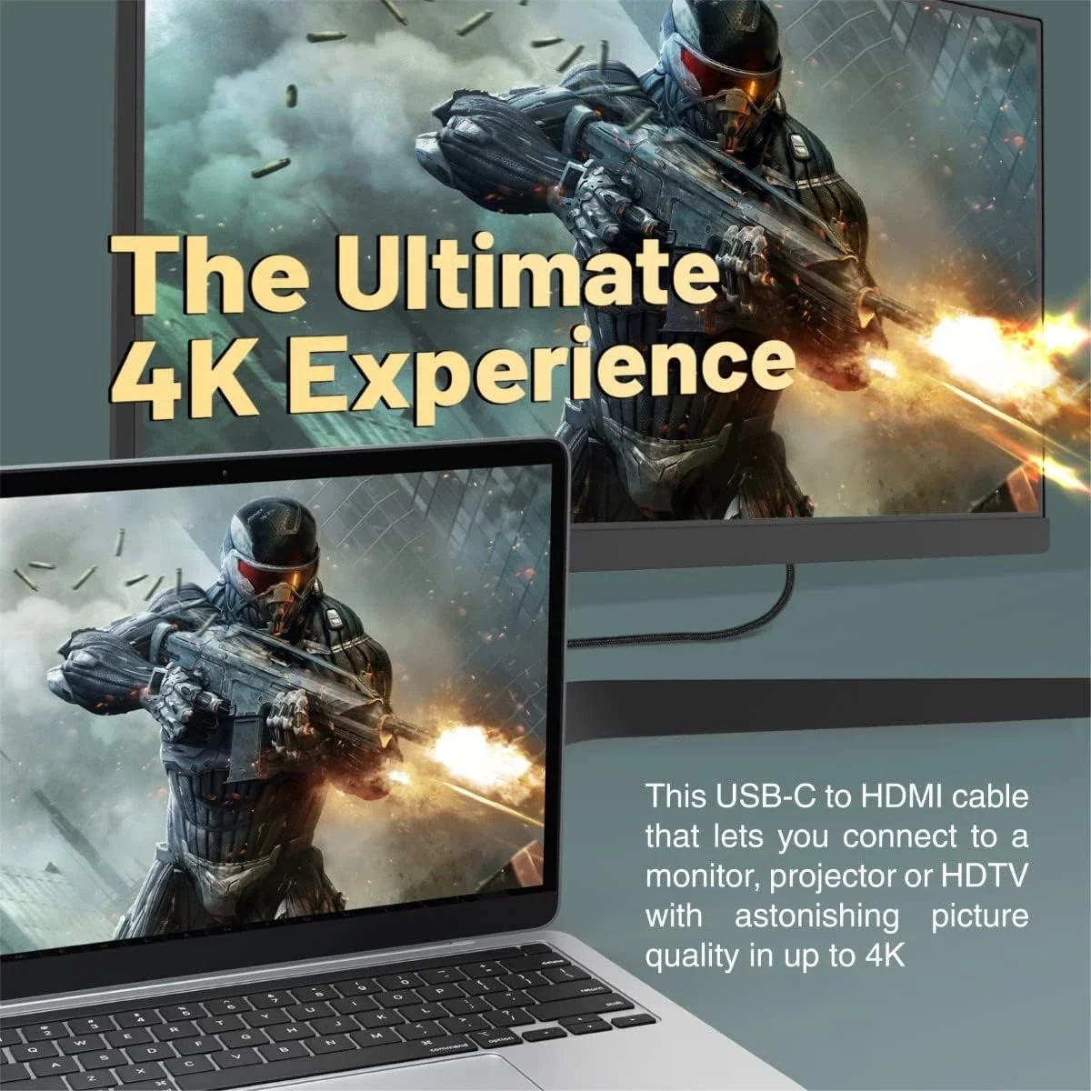 كابل Promate HDMI-PD100 USB-C إلى HDMI بدقة 4K 60Hz ومنفذ PD 100W بطول 180 سم - Thumbnail 3