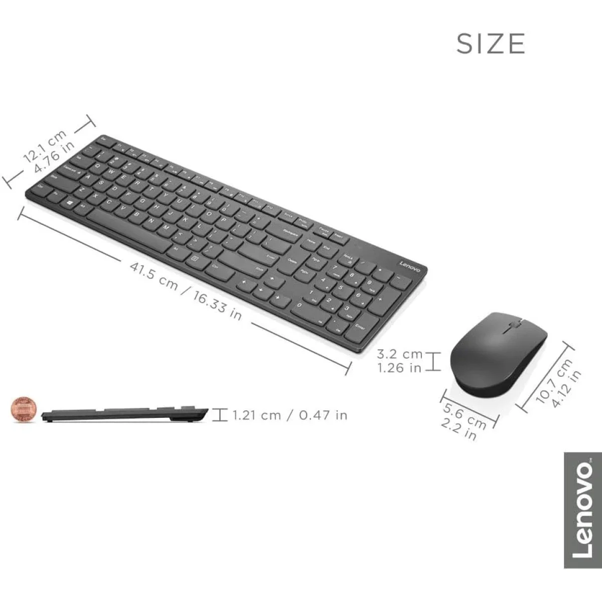 لوحة مفاتيح وماوس لاسلكيان Lenovo Professional Ultraslim بتخطيط عربي/إنجليزي - Thumbnail 3