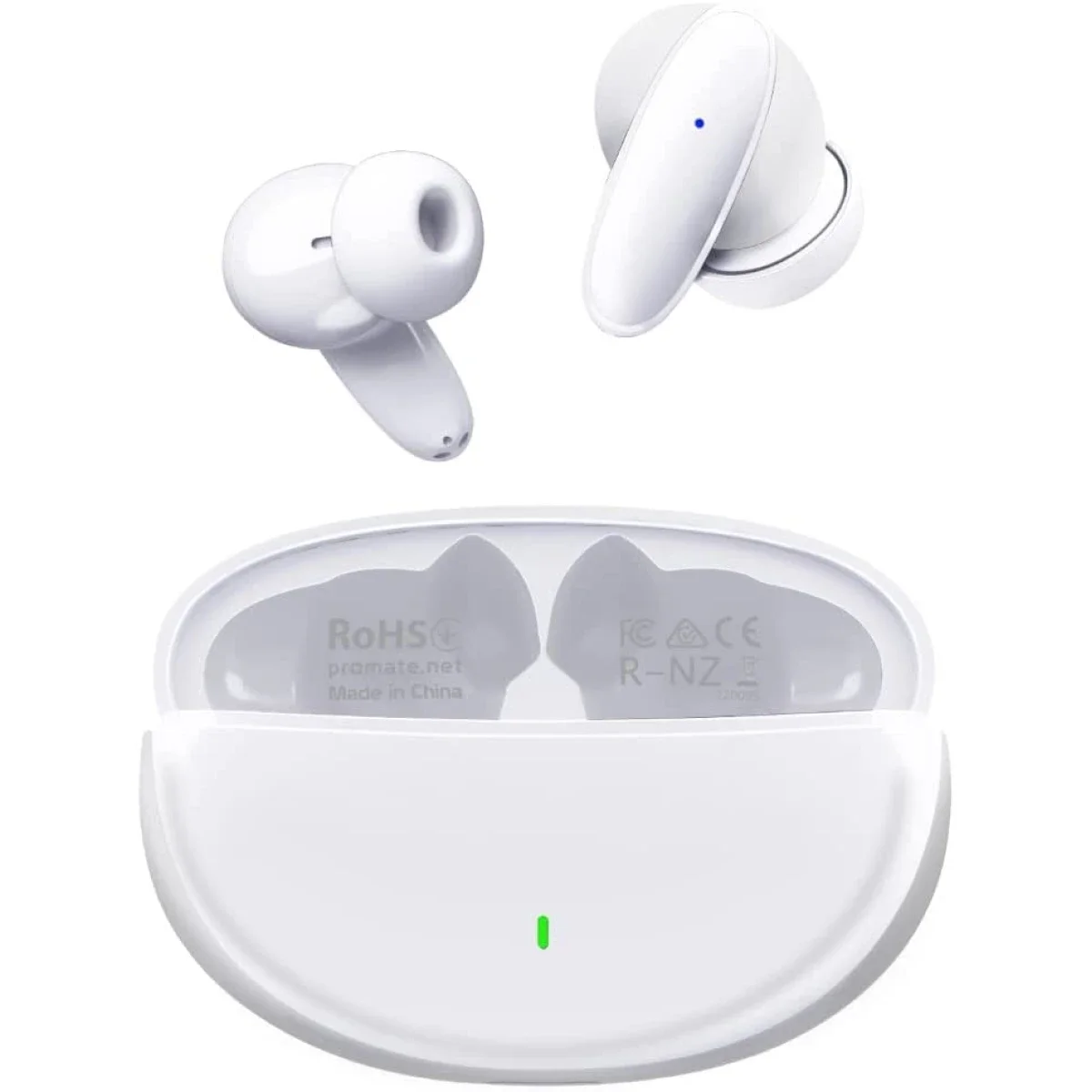 Promate Lush True Wireless Earbuds, Bluetooth 5.1, IPX5, 20H Playback, White