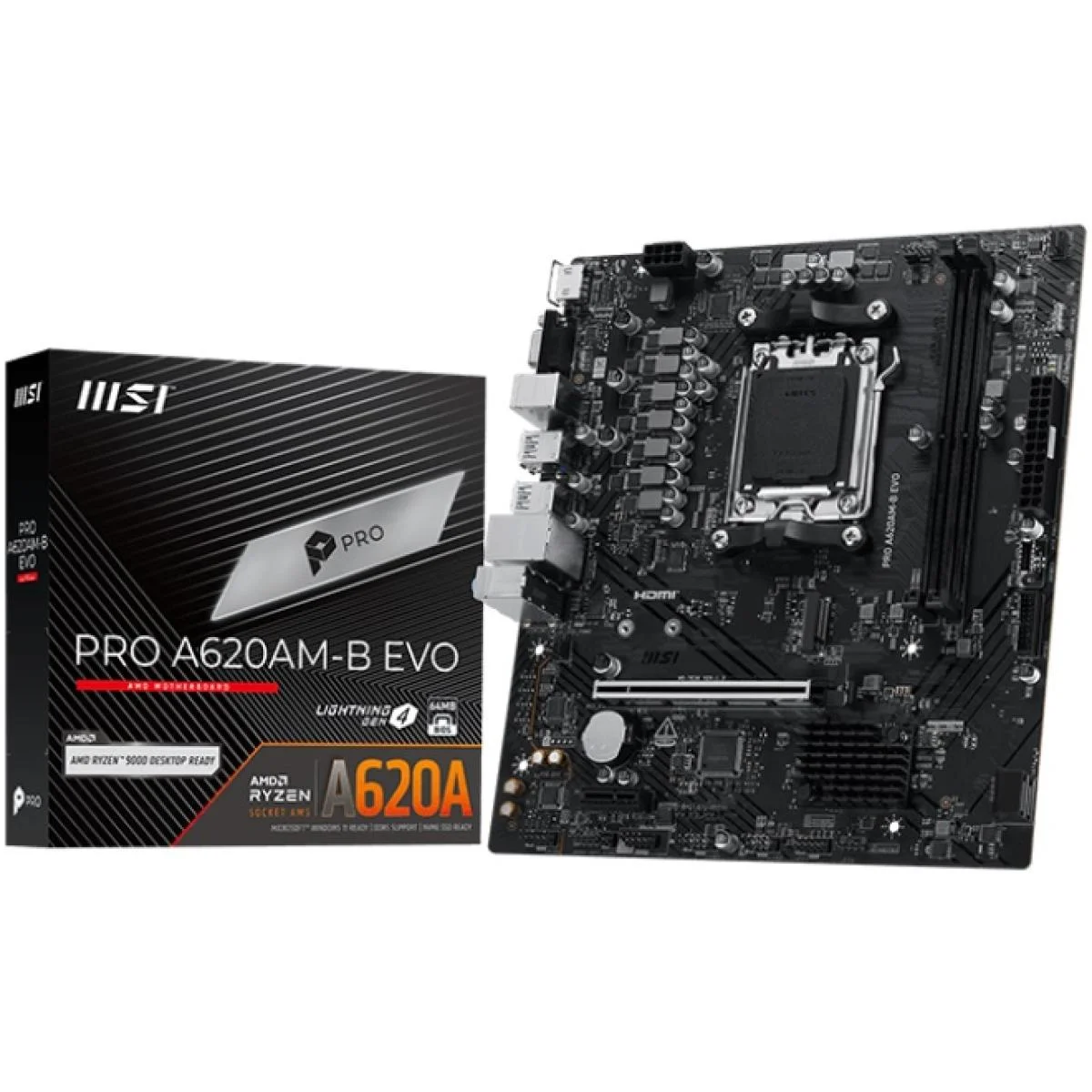 لوحة أم MSI AM5 DDR5 بحجم Micro-ATX لمعالجات Ryzen 7000/8000/9000 PRO A620AM-B EVO