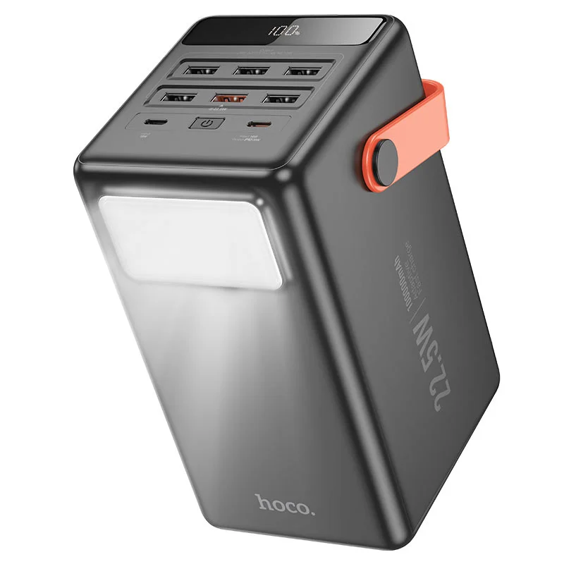 HOCO J142 Surpass 100000mAh Power Bank, 22.5W Fast Charging, 7 Output Ports, Black - Thumbnail 8