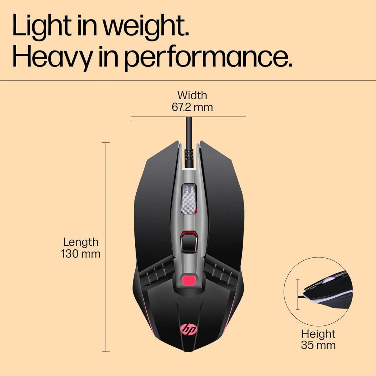 HP M270 Wired Gaming Mouse with Backlight, 6 Buttons, 2400 DPI - Image 4