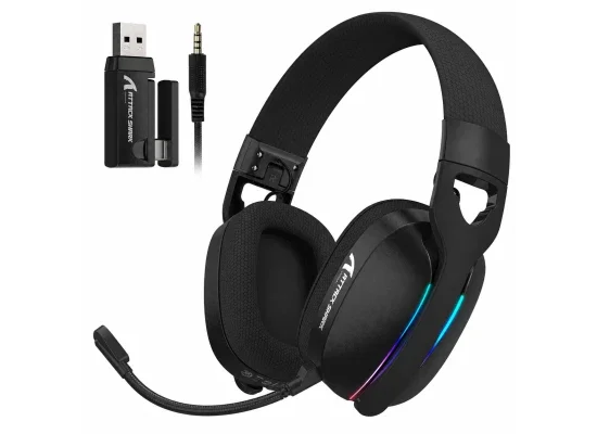 ATTACK SHARK L90 Tri-Mode Wireless Gaming Headset Black with RGB and 7.1 Surround