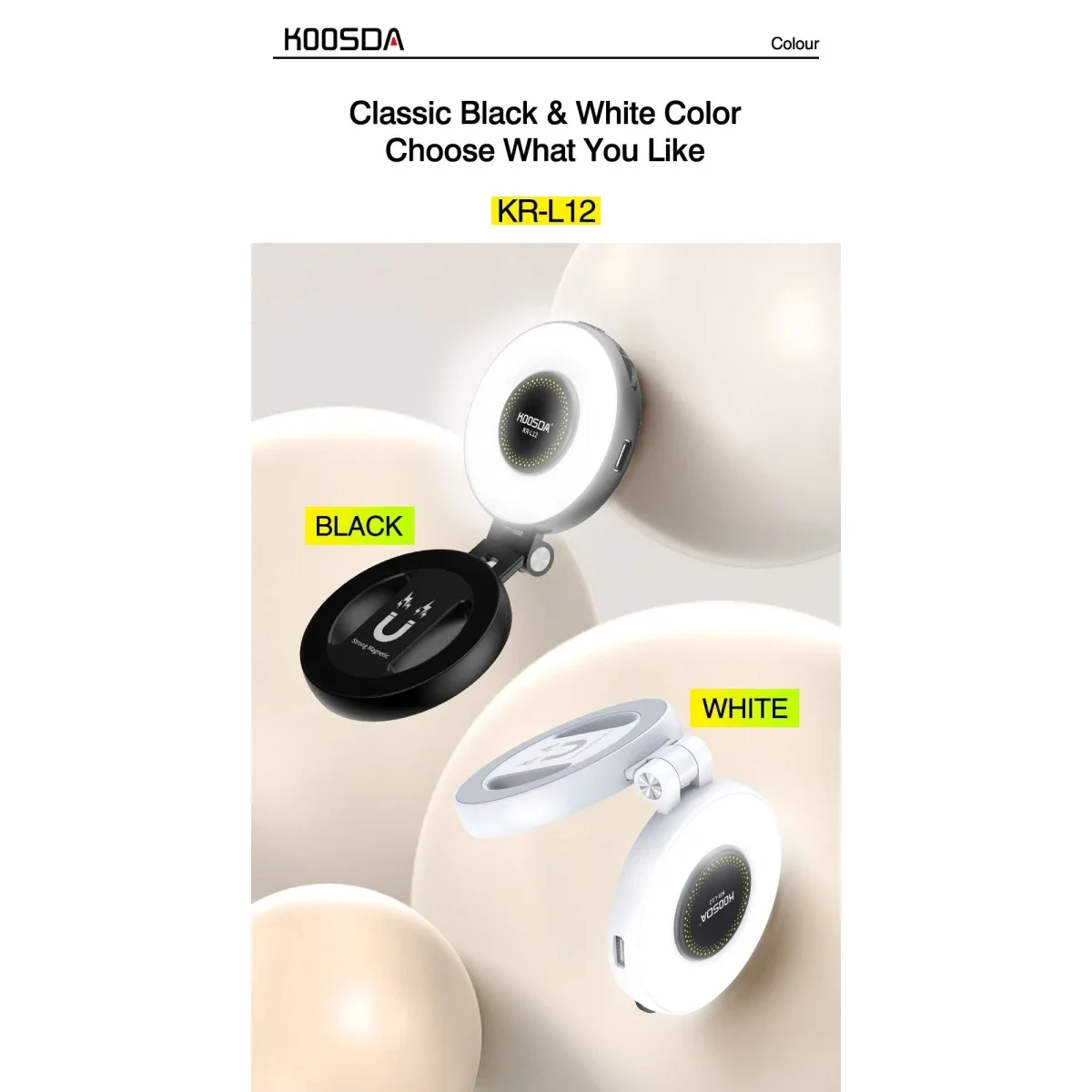 KOOSDA KR-L12 Magnetic Selfie Light with Adjustable Brightness - Image 7