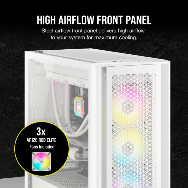 كيس كمبيوتر Corsair iCUE 5000D RGB ميد تاور – أبيض – CC-9011243-WW - Image 9