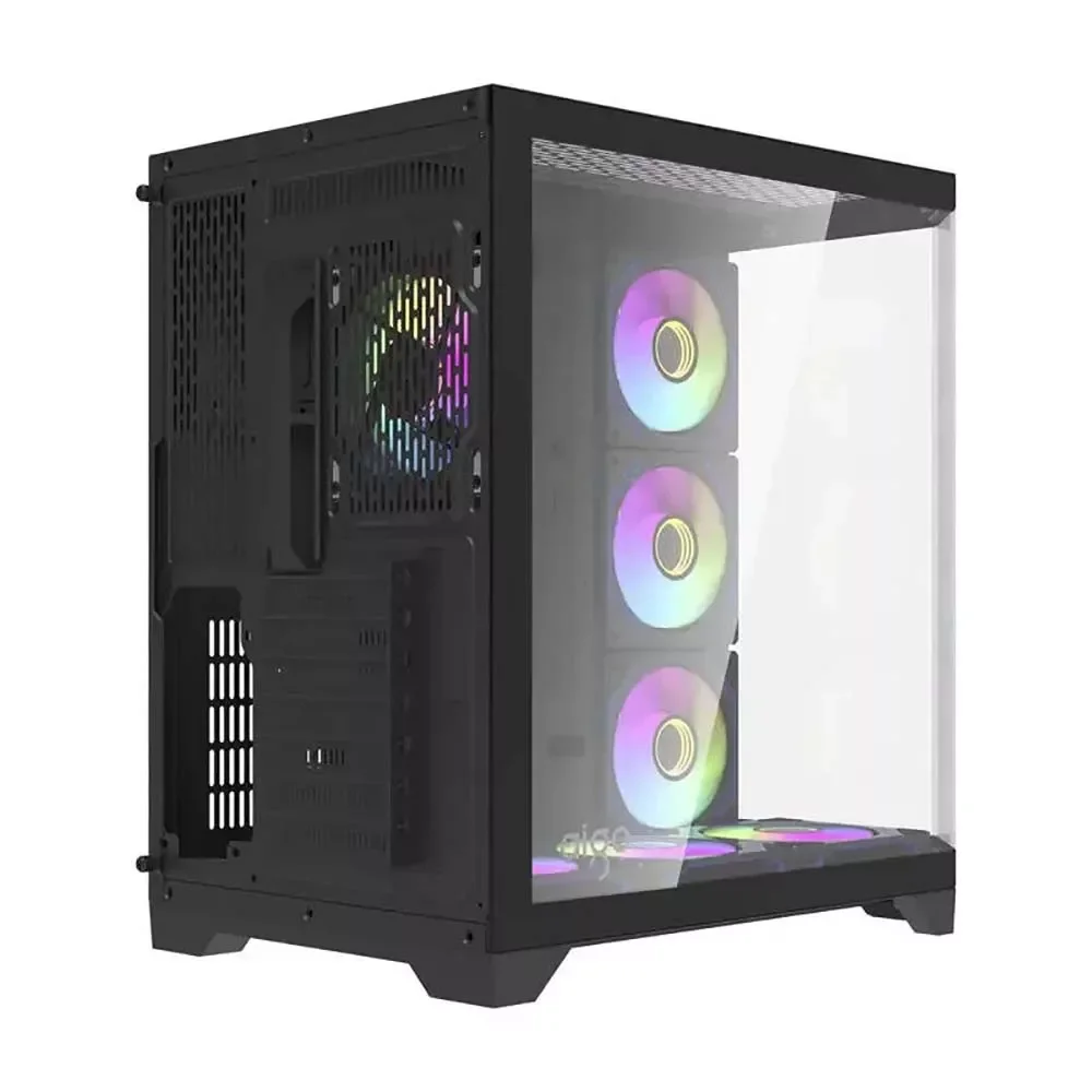 كيس كمبيوتر Aigo FT418 Pro للألعاب ميد تاور ATX مع 7 مراوح ARGB - أسود - Image 5