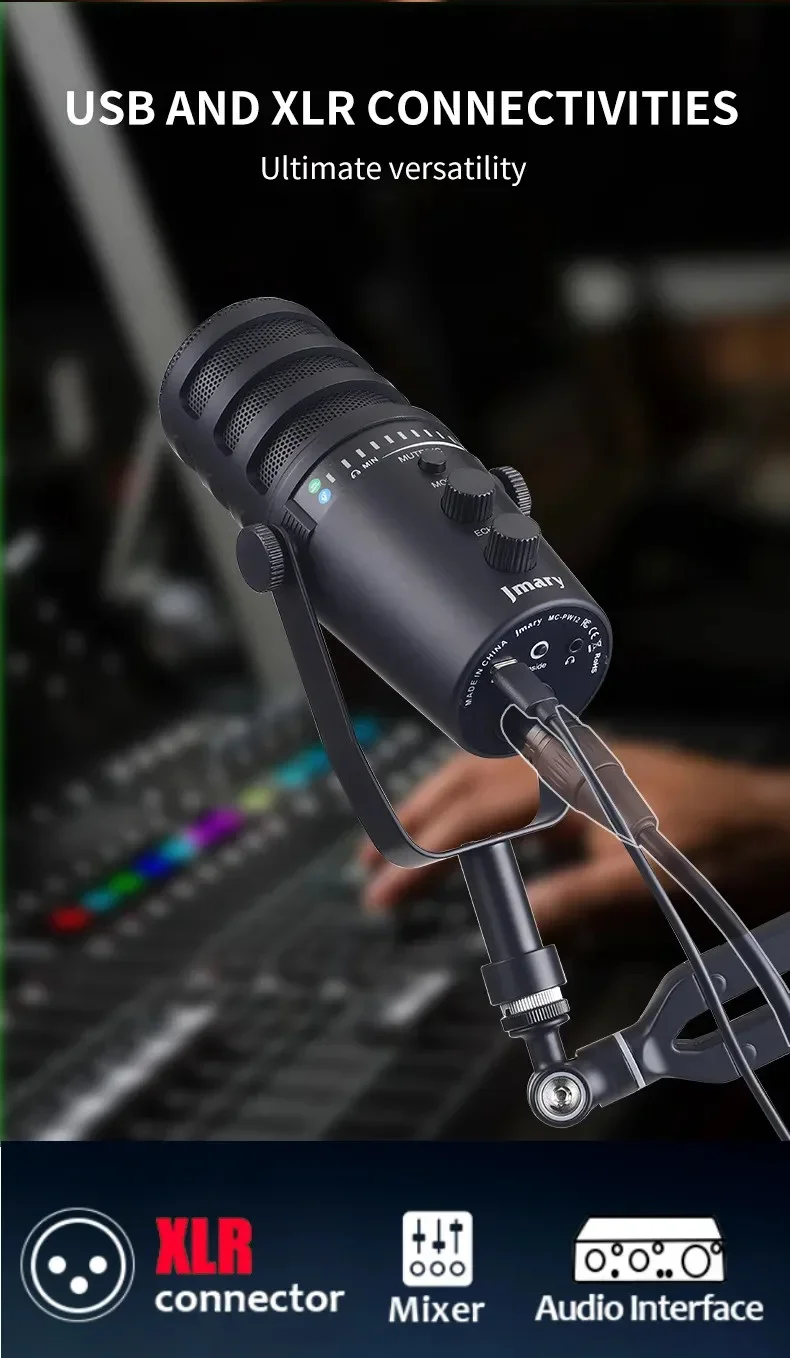 Jmary MC-PW12 USB Cardioid Desktop Microphone with Mute & Zero-Latency Monitoring - Image 19