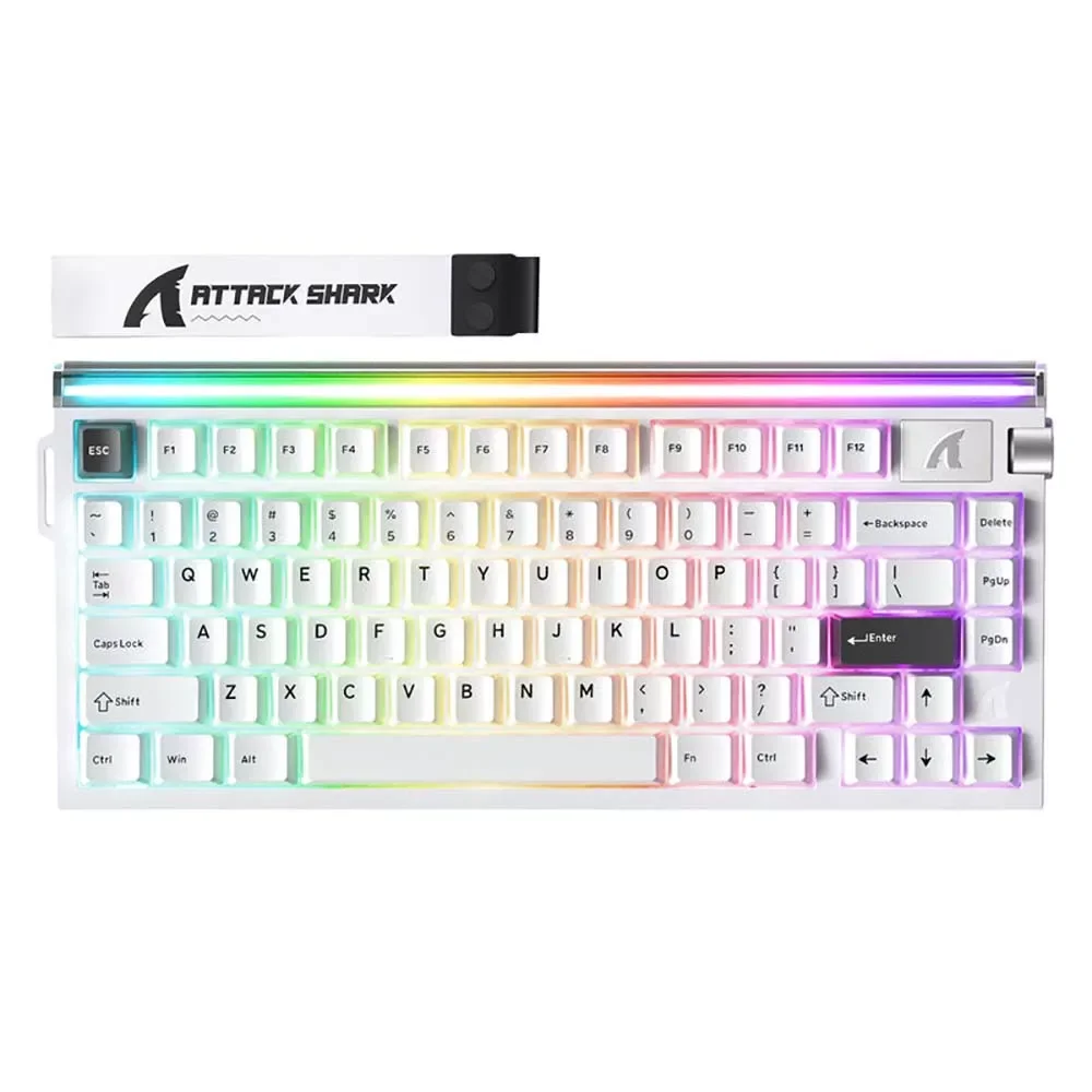 كيبورد ATTACK SHARK R85HE ميكانيكي بلون Starry White وسويتش Purple Mandrel