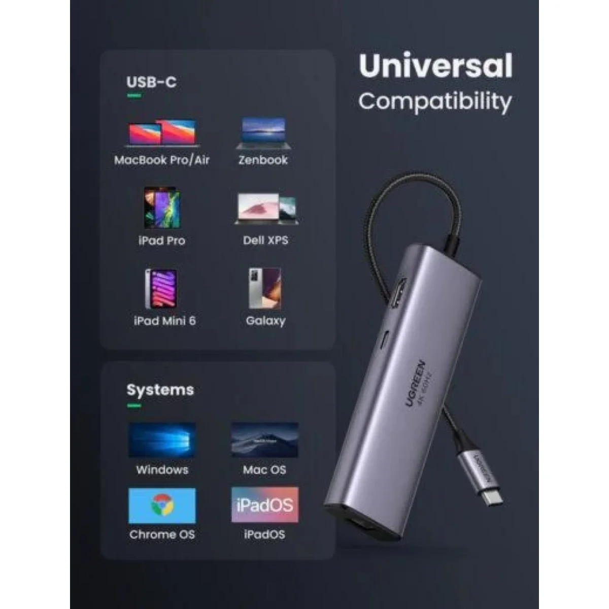 Ugreen 7-in-1 USB-C Hub with 4K 60Hz HDMI, 100W PD & Gigabit Ethernet - Thumbnail 10