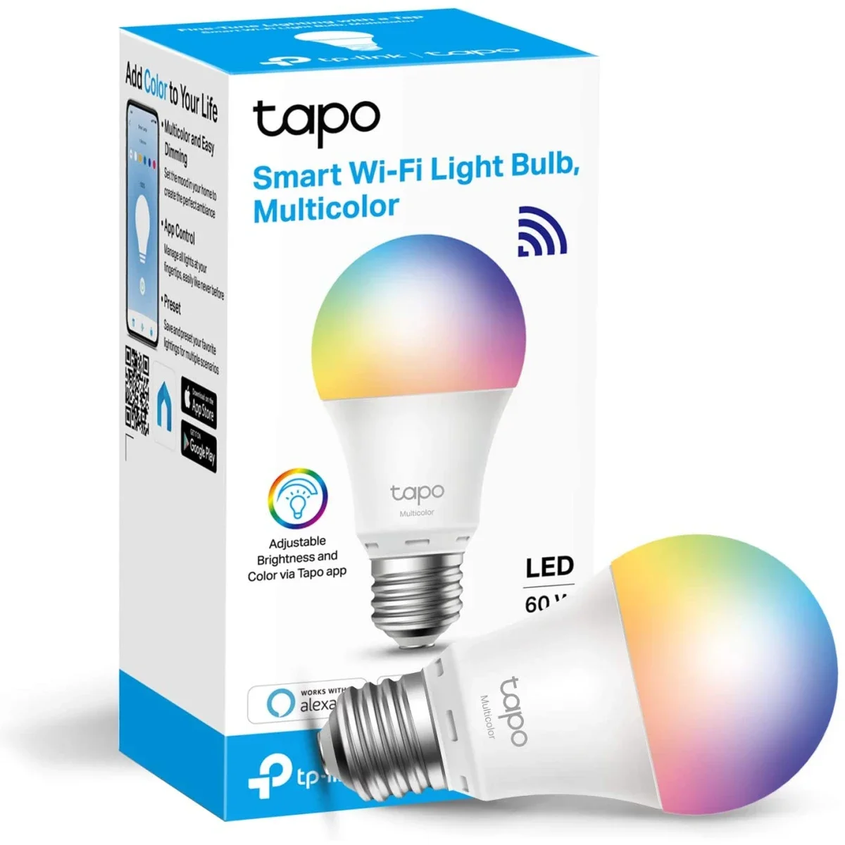 لمبه ذكيه LED Wi‑Fi من TP-LINK Tapo L530E RGBW قابله للتعتيم 16 مليون لون بقدره مكافئه 60 واط