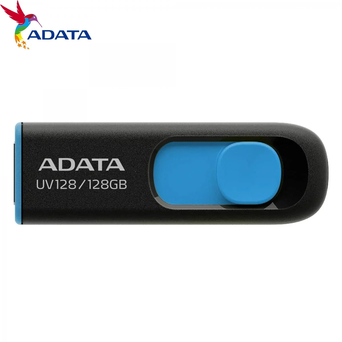 فلاش USB ADATA UV128 سعة 128GB USB 3.2 باللون الأسود والأزرق