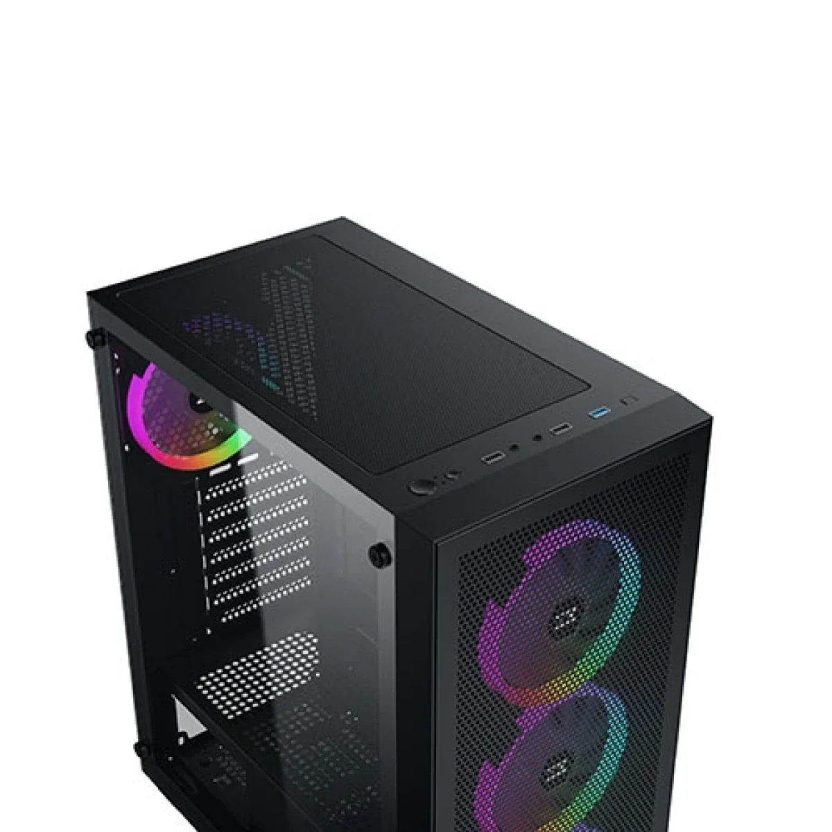 هيكل ألعاب XIGMATEK Gaming Z ATX أسود بشبك معدني وزجاج مقوى و4 مراوح LED - Thumbnail 4