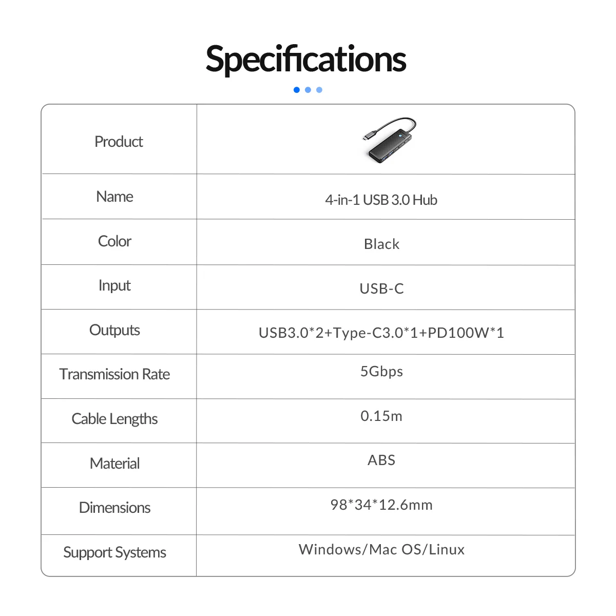 موزع USB-C ORICO PAPW2AC-C3 سلسلة PW بأربعة منافذ USB 3.0 وUSB-C PD، وردي - Image 18