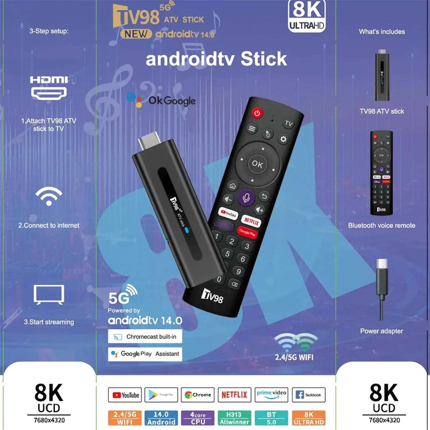 جهاز أندرويد للتلفزيون TV98 RK3518 بذاكرة رام 2GB وتخزين 16GB - Thumbnail 9