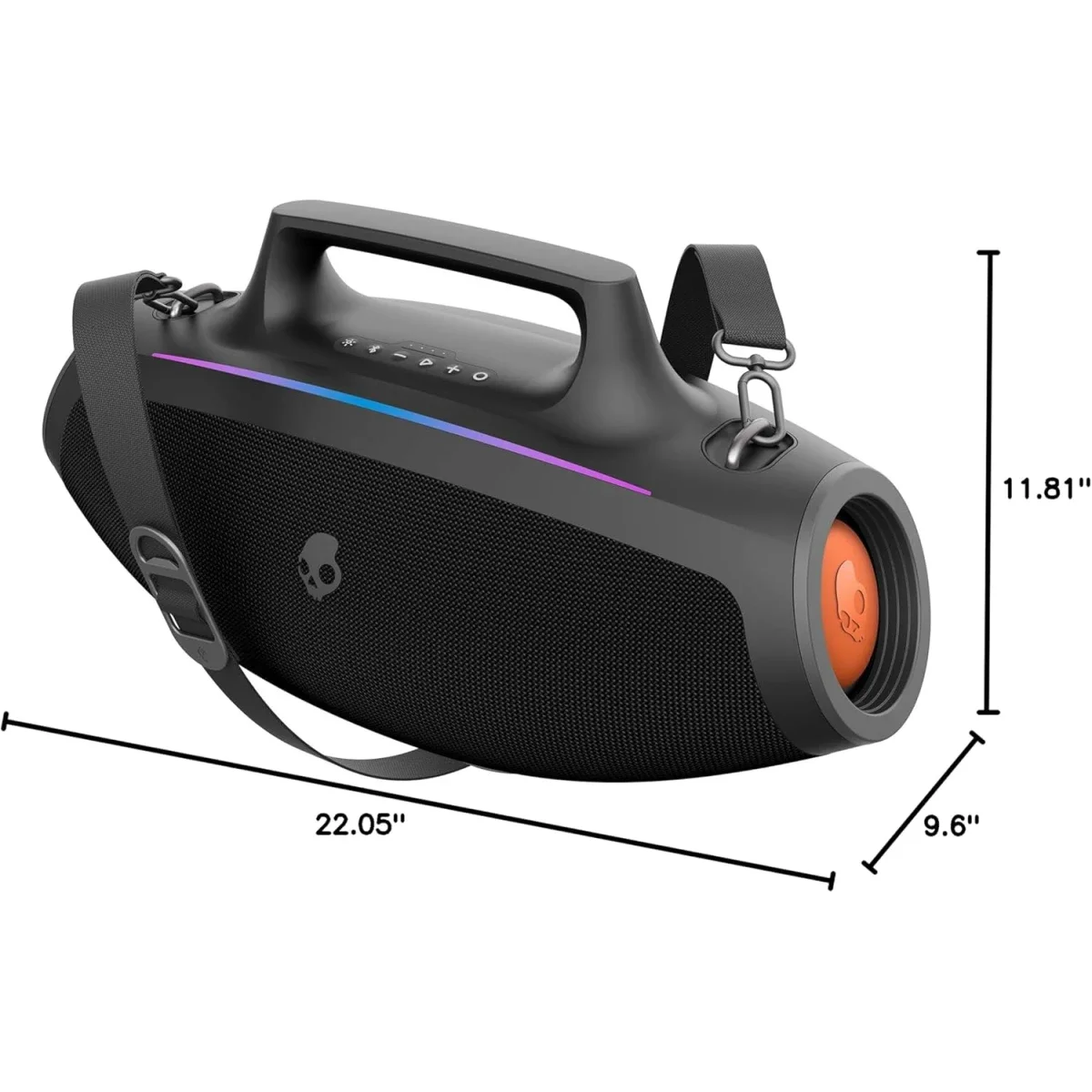 مكبر صوت بومبوكس Skullcandy Barrel بلوتوث مع عرض إضاءة LED وبطارية حتى 12 ساعة - أسود - Image 8