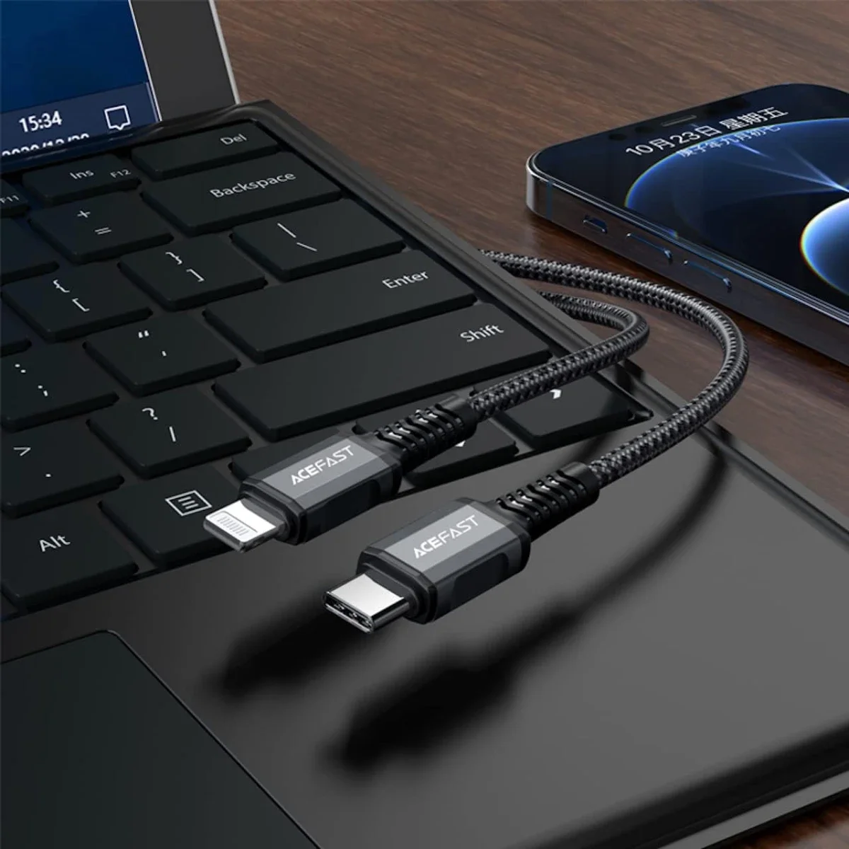 ACEFAST C1-01 USB-C to Lightning Cable 30W PD 3A 1.2m Deep Grey - Thumbnail 4