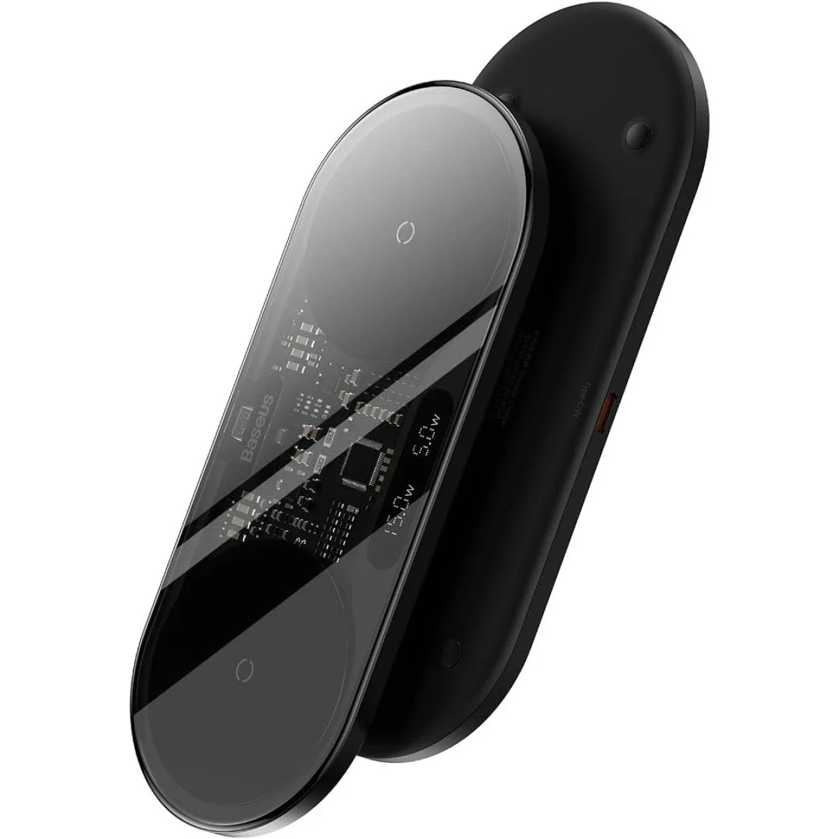 Baseus Digital LED Display 2-in-1 20W Wireless Charger Black with USB-C Cable - Thumbnail 3