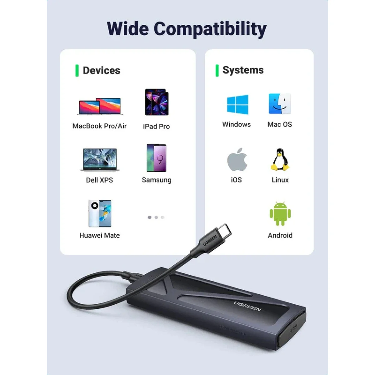 حافظة Ugreen لأقراص M.2 NVMe SSD بمنفذ USB-C بسرعة 10Gbps من الألومنيوم بدون أدوات - Thumbnail 6