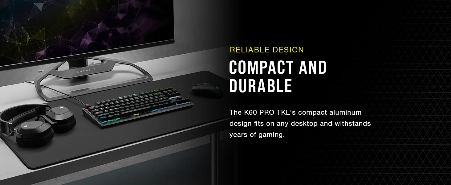 كيبورد ألعاب Corsair K60 PRO TKL RGB بدون لوحة أرقام بسويتشات OPX بصرية ميكانيكية – CH-911D01A-NA - Image 9