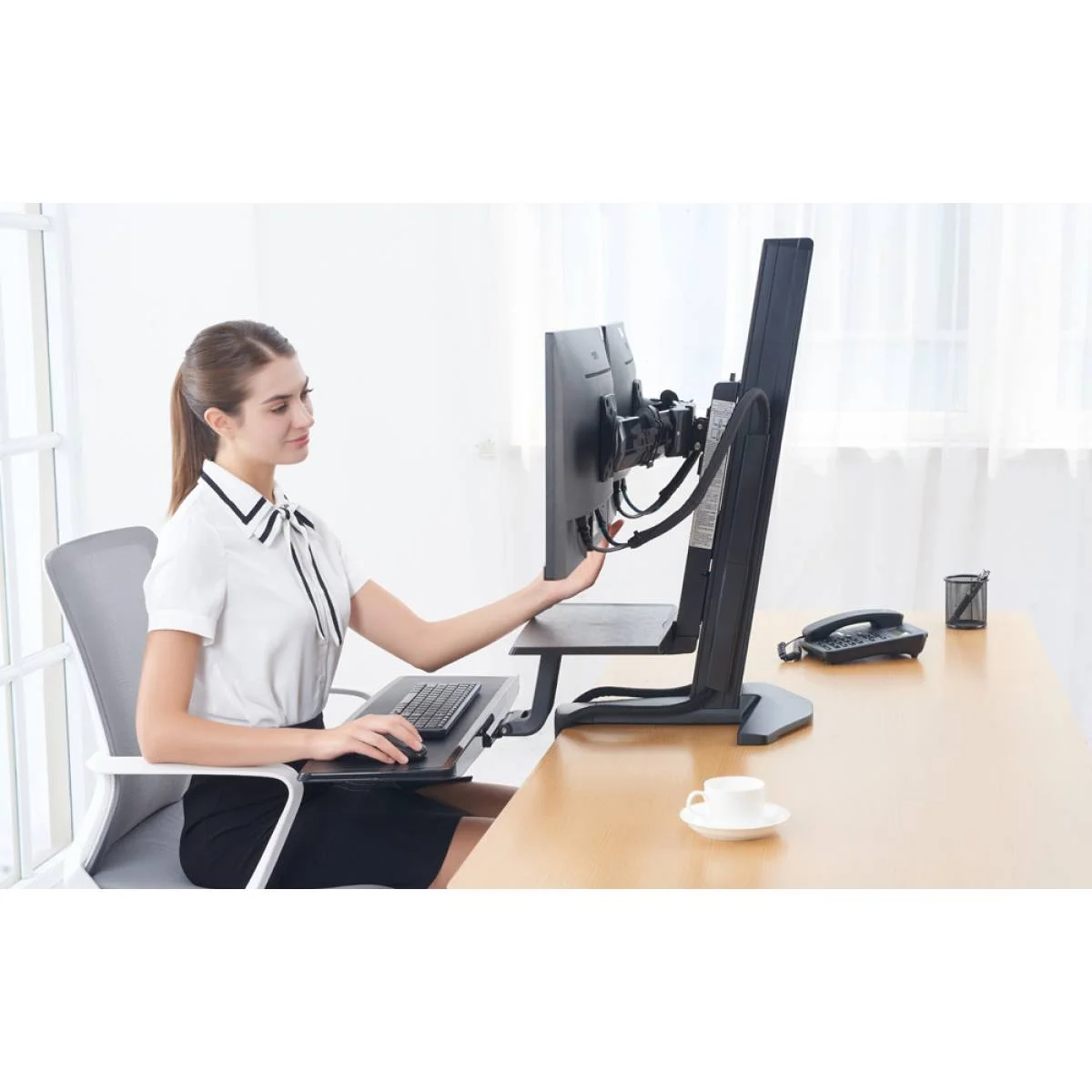 North Bayou L100 Dual LCD Monitor Desk Mount for 22-27 Inch Screens - Image 2