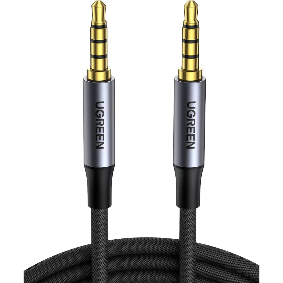 كابل صوت Ugreen AUX مضفر 3.5mm TRRS ذكر إلى ذكر، 3FT