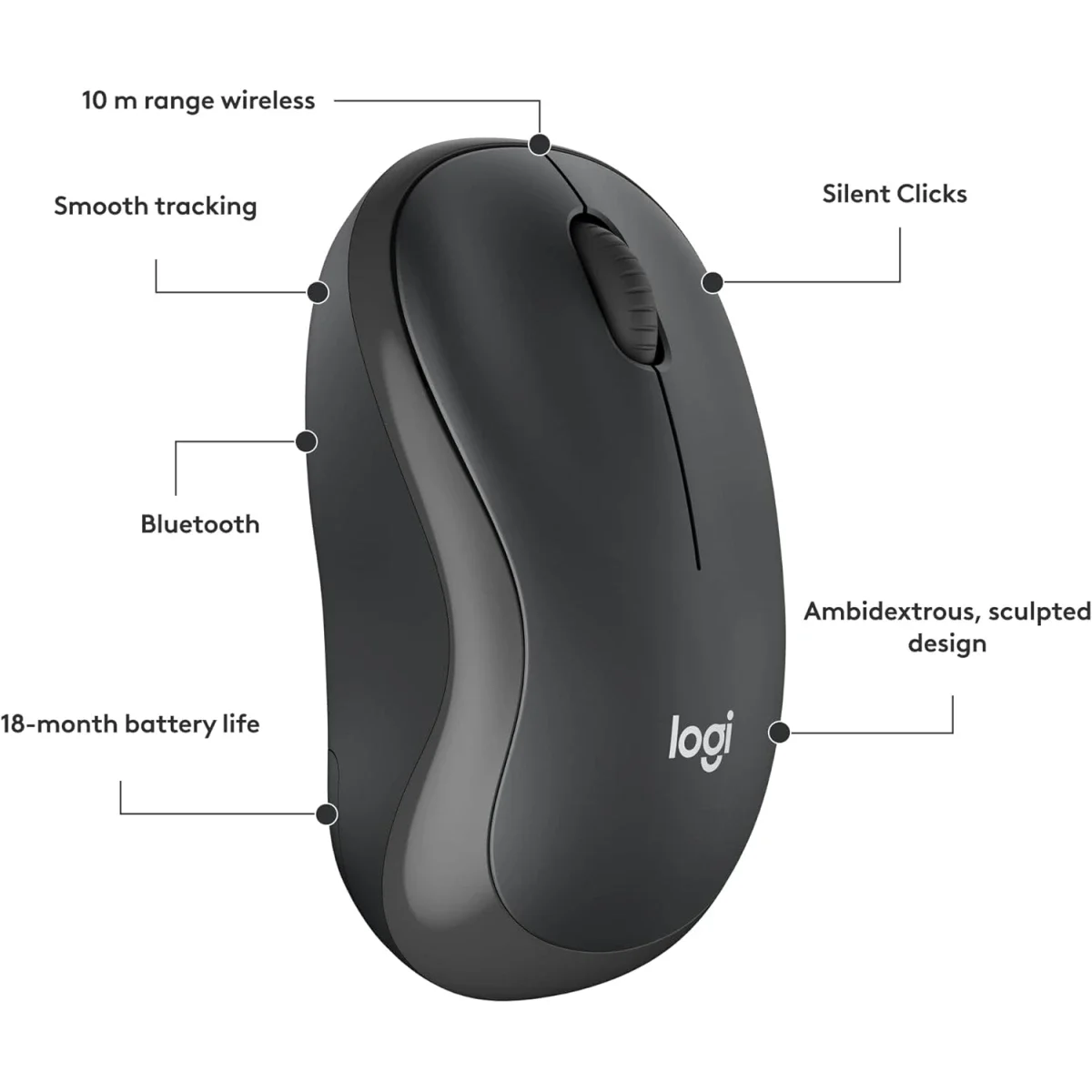 ماوس Logitech M240 Silent بلوتوث لاسلكي صامت - جرافيت - Thumbnail 7
