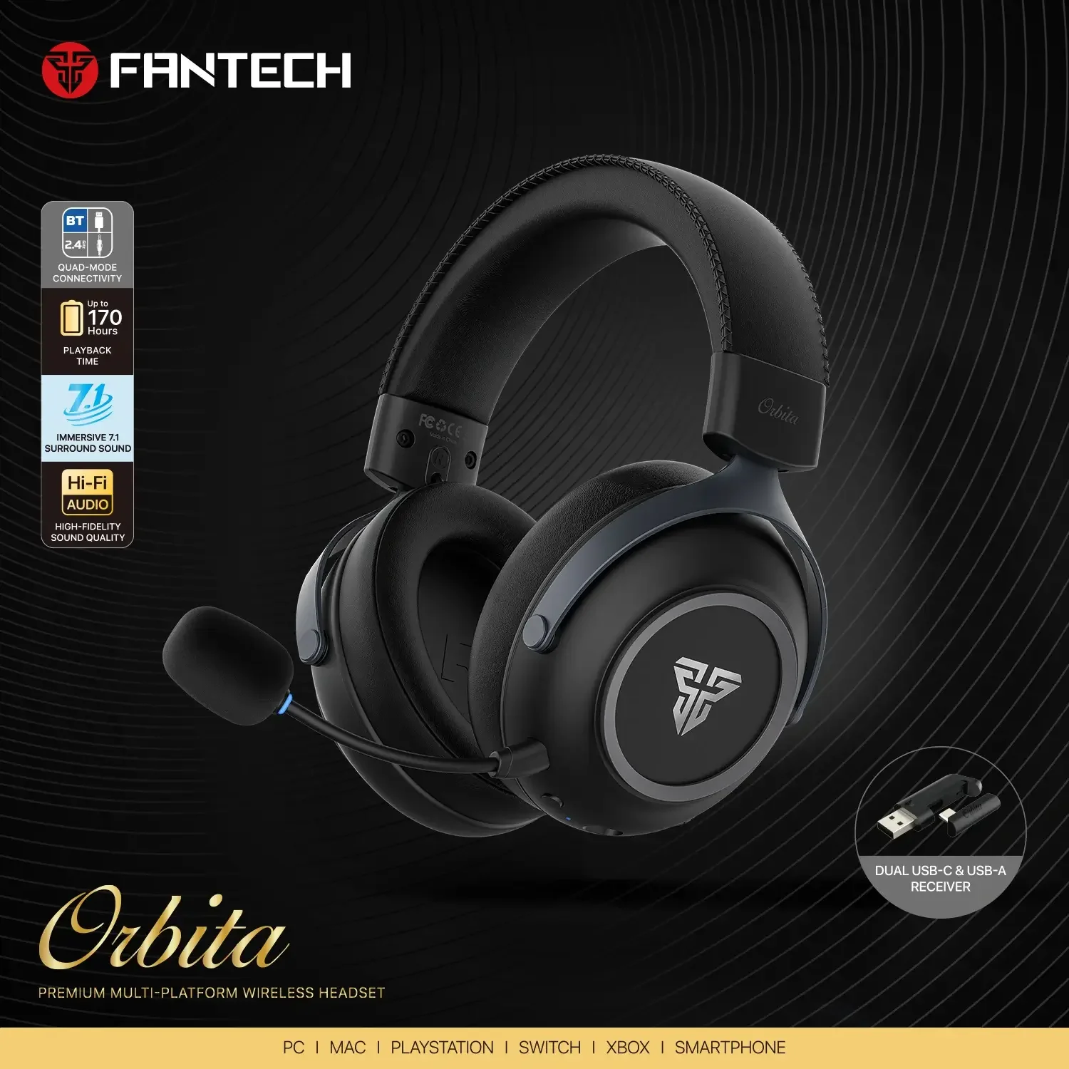 Fantech WHG07 ORBITA Premium 7.1 Surround Sound Wireless Gaming Headset - Thumbnail 3