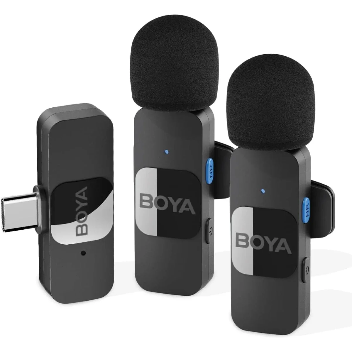 Boya BY-V20 USB-C Wireless Lavalier Microphone with Noise Cancellation - Black