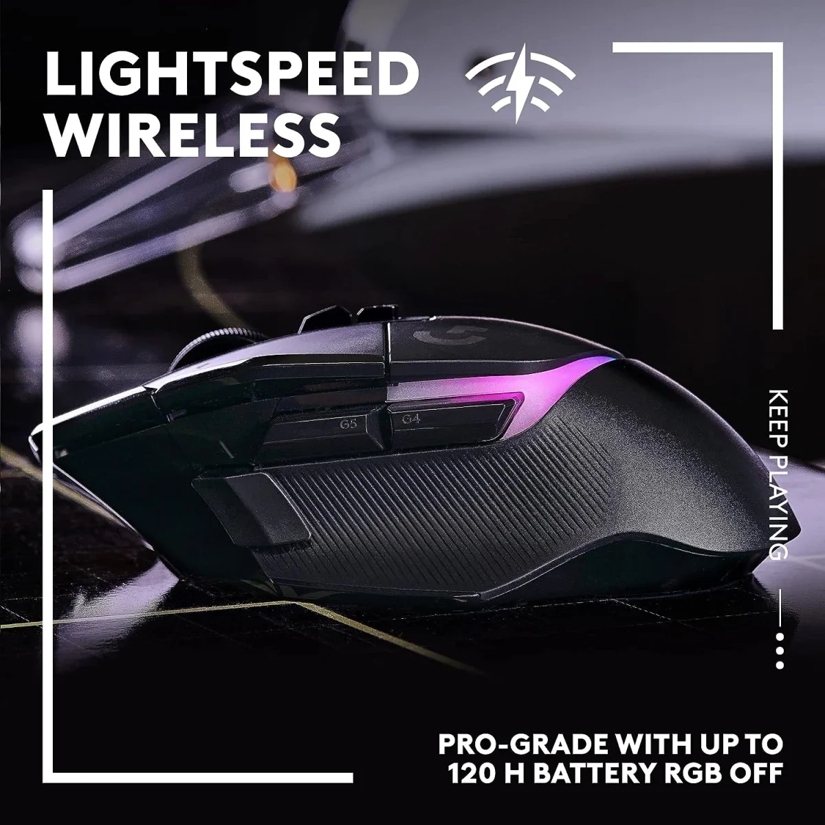 ماوس ألعاب Logitech G502 X PLUS لاسلكي بمستشعر HERO 25K، أسود - Thumbnail 4