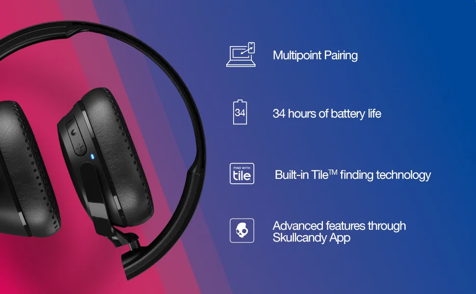 Skullcandy Riff Wireless 2 On-Ear Headphones with Mic, 34-Hour Battery, Black - Thumbnail 11