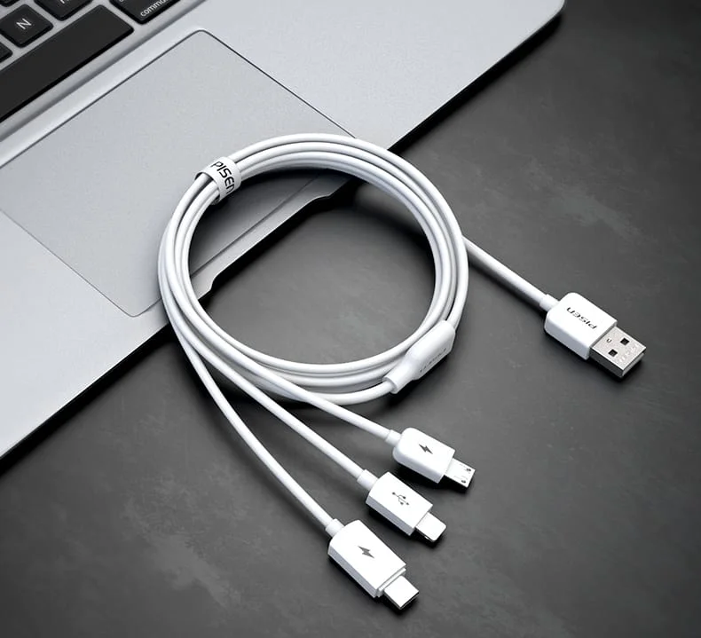 كيبل Pisen AP07-1200 ثلاثة في واحد Lightning / Micro USB / Type-C، 3 أمبير، 1.2 متر - Thumbnail 2