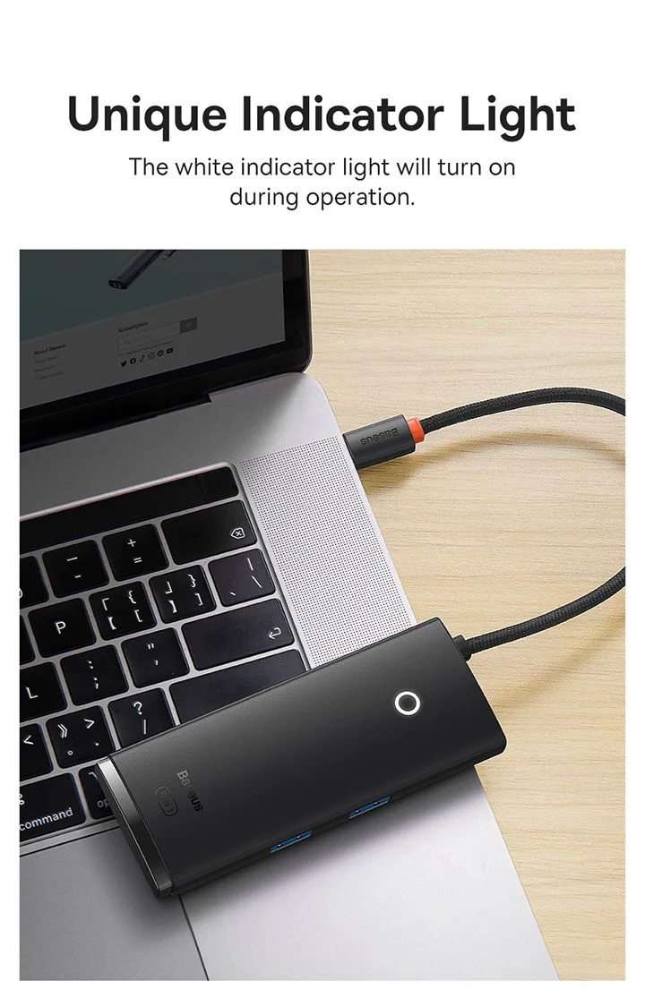 محطة إرساء وموزع Type-C Baseus Lite Series 6 منافذ HDMI وUSB 3.0 وPD وSD/TF باللون الأسود - Image 25