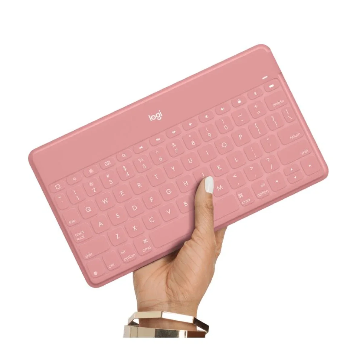 كيبورد Logitech Keys-To-Go فائق الحمل بتقنية Bluetooth لاسلكي لأجهزة Apple - وردي - Thumbnail 5