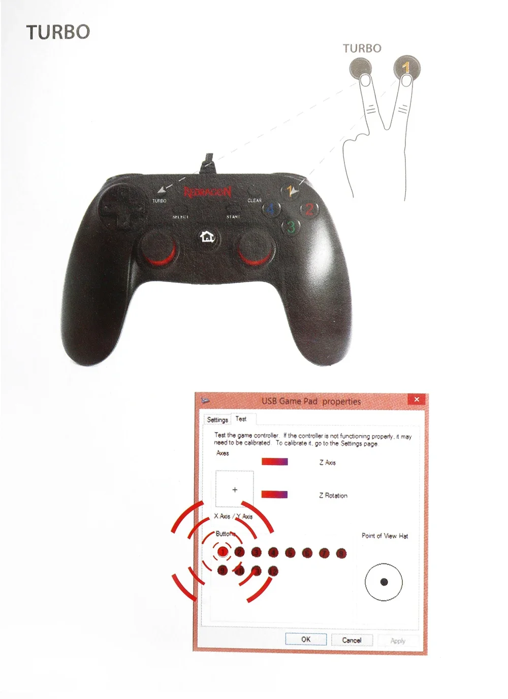 Redragon G807 Saturn Wired USB Game Controller with Dual Vibration - Thumbnail 17