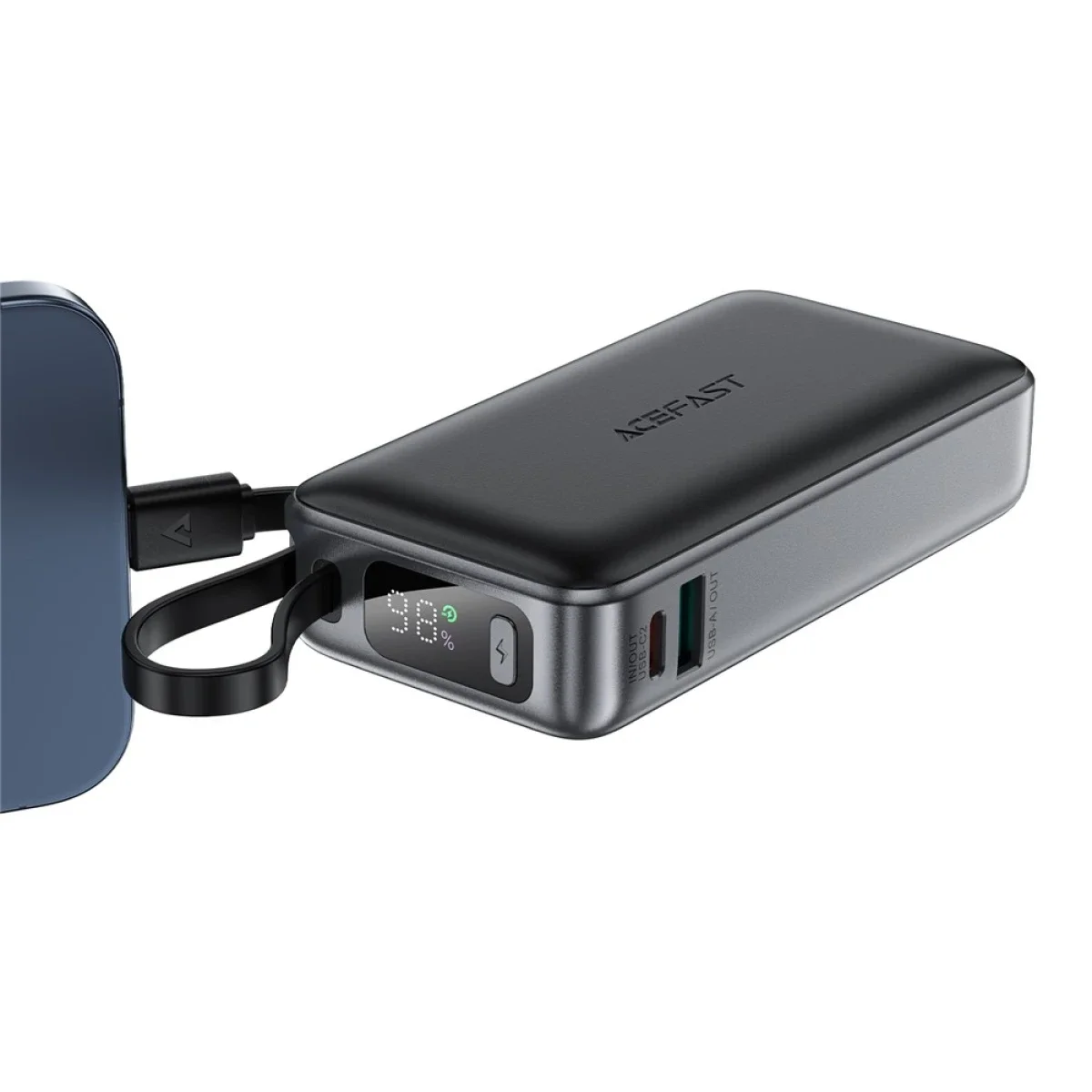 باور بانك ACEFAST M7 بسعة 10000 مللي أمبير وقدرة PD 30 واط مع كابل USB-C - أسود - Image 4