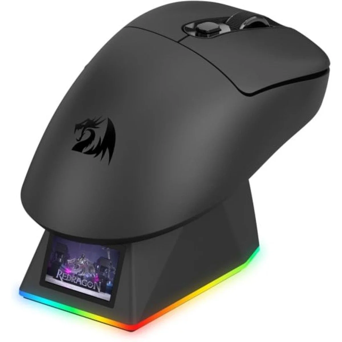 ماوس ألعاب Redragon M998 فائق الخفة ثلاثي الاتصال مع قاعدة شحن RGB ومستشعر PAW3950 ودقة 30000 DPI، أسود - Thumbnail 9