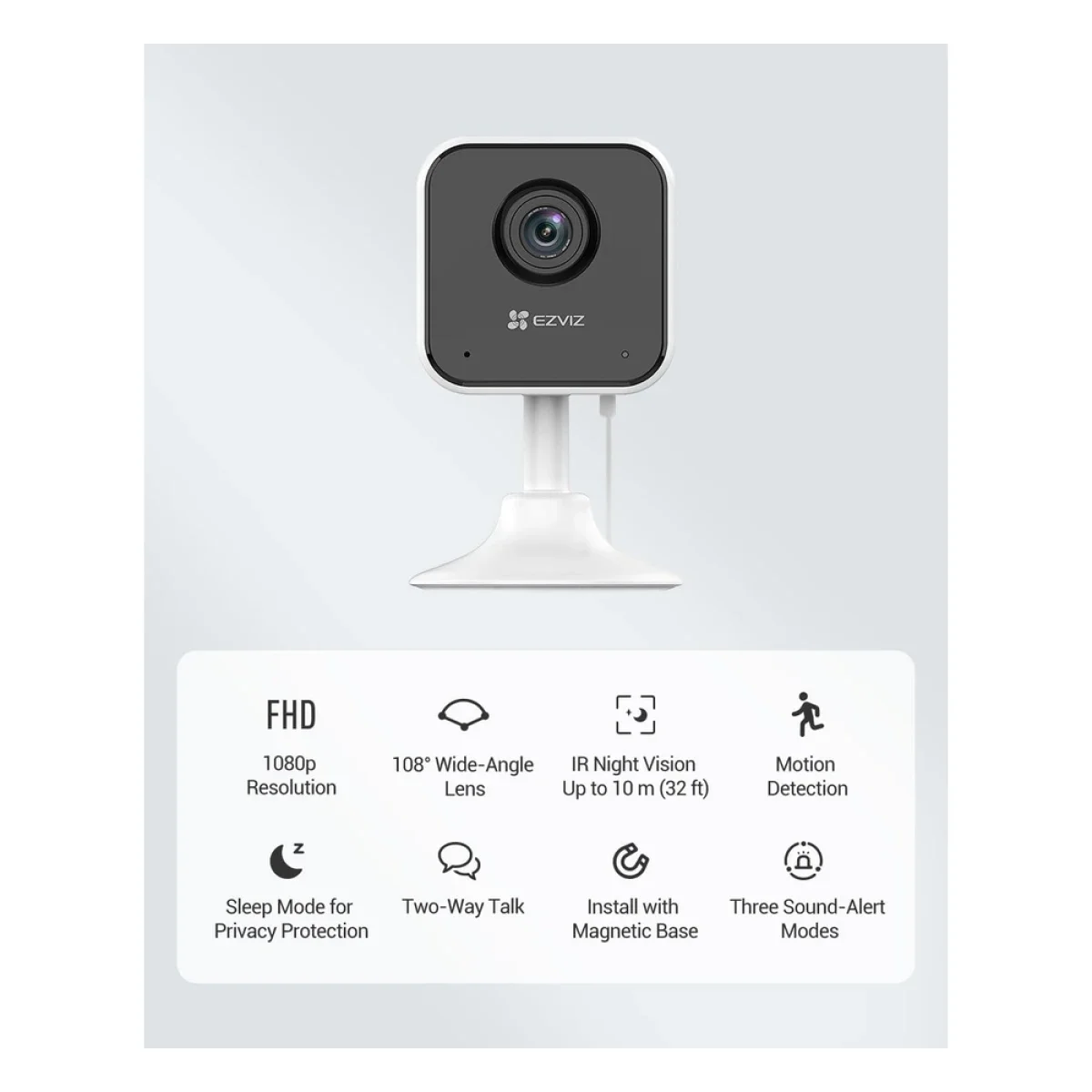 كاميرا مراقبة داخلية EZVIZ H1c Wi-Fi بدقة 1080p Full HD وعدسة واسعة 108°، أبيض - Image 2