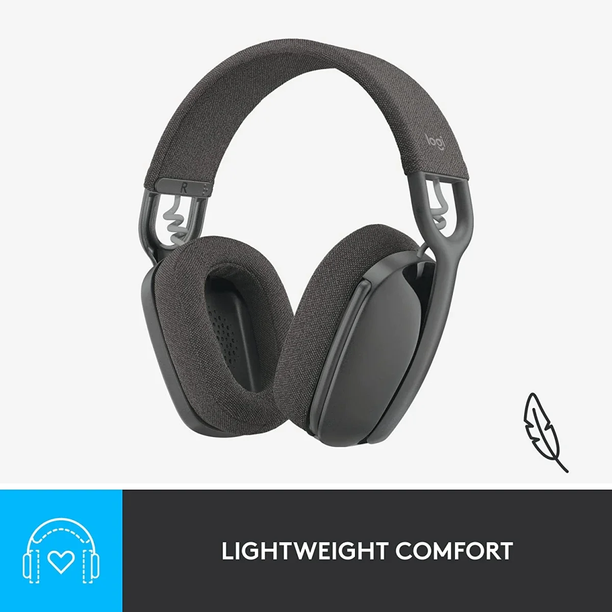 سماعة رأس Logitech Zone Vibe 100 خفيفة الوزن بتقنية Bluetooth وميكروفون عازل للضوضاء - Graphite - Thumbnail 8