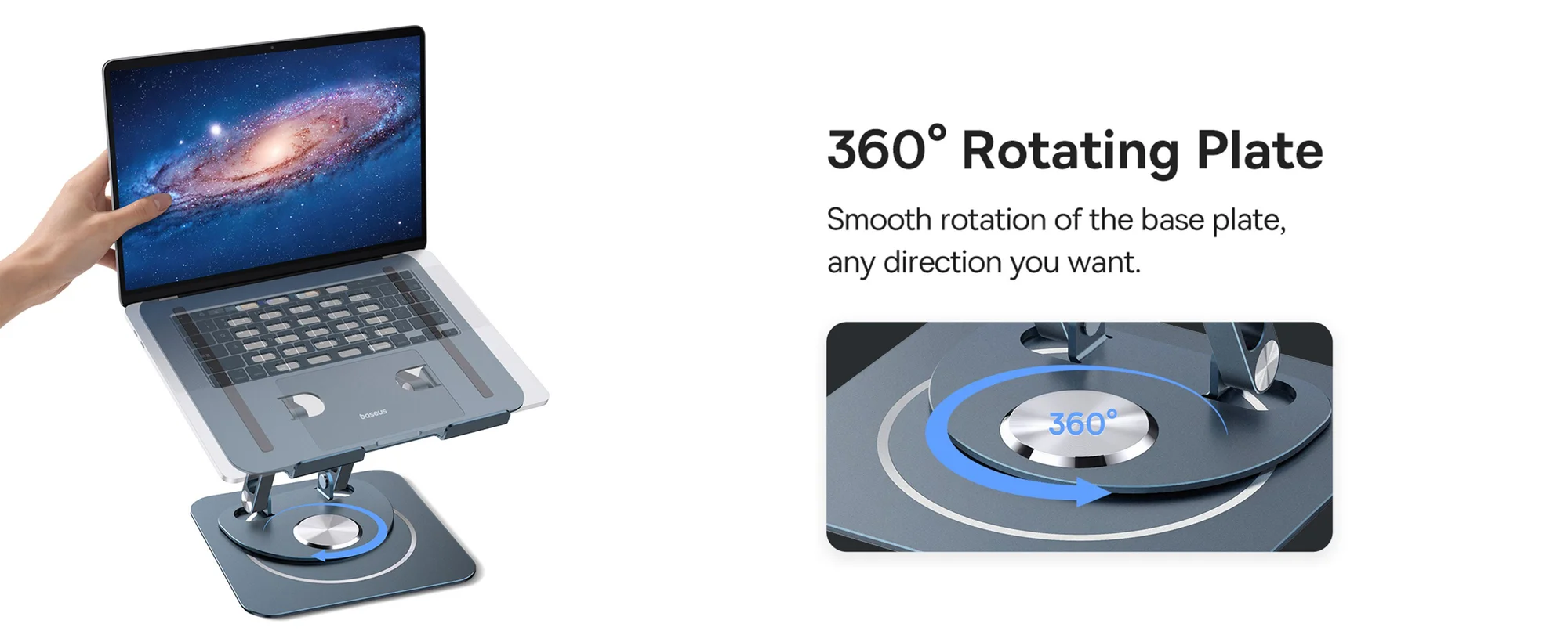 Baseus Foldable 360° Rotating Laptop & Tablet Stand, Three-Fold Version, Grey - Thumbnail 8