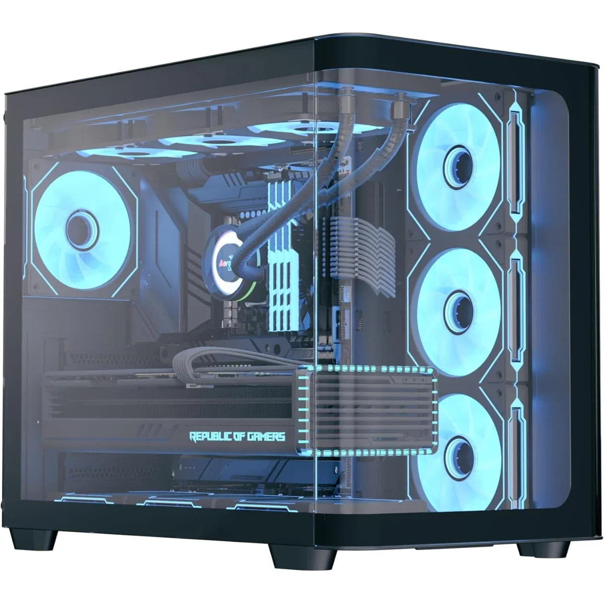 AeroCool P500C ATX Mid-Tower Gaming PC Case with 4 ARGB Fans, 360mm Radiator Support, Black