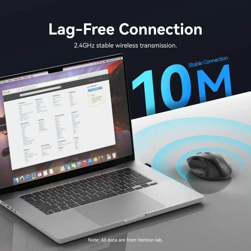 ماوس Vention KTHB0-ST لاسلكي 2.4G صامت بتصميم مريح – أسود - Image 9