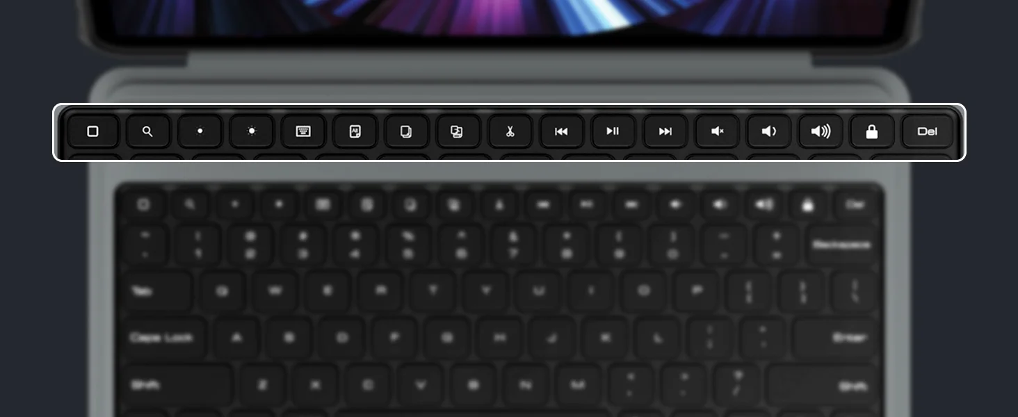 جراب لوحة مفاتيح Nillkin لجهاز iPad Air 13 إنش مع لوحة مفاتيح لاسلكية مضيئة قابلة للفصل ولوحة تتبع وحامل قلم - أسود - Thumbnail 13