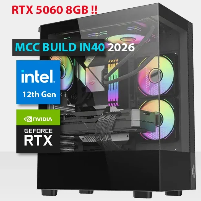 Intel MCC IN40-26 MIDAS Gaming PC, Core i7-12700F 12-Core, RTX 5060 8GB GDDR7 OC, 16GB RAM, 1TB NVMe SSD