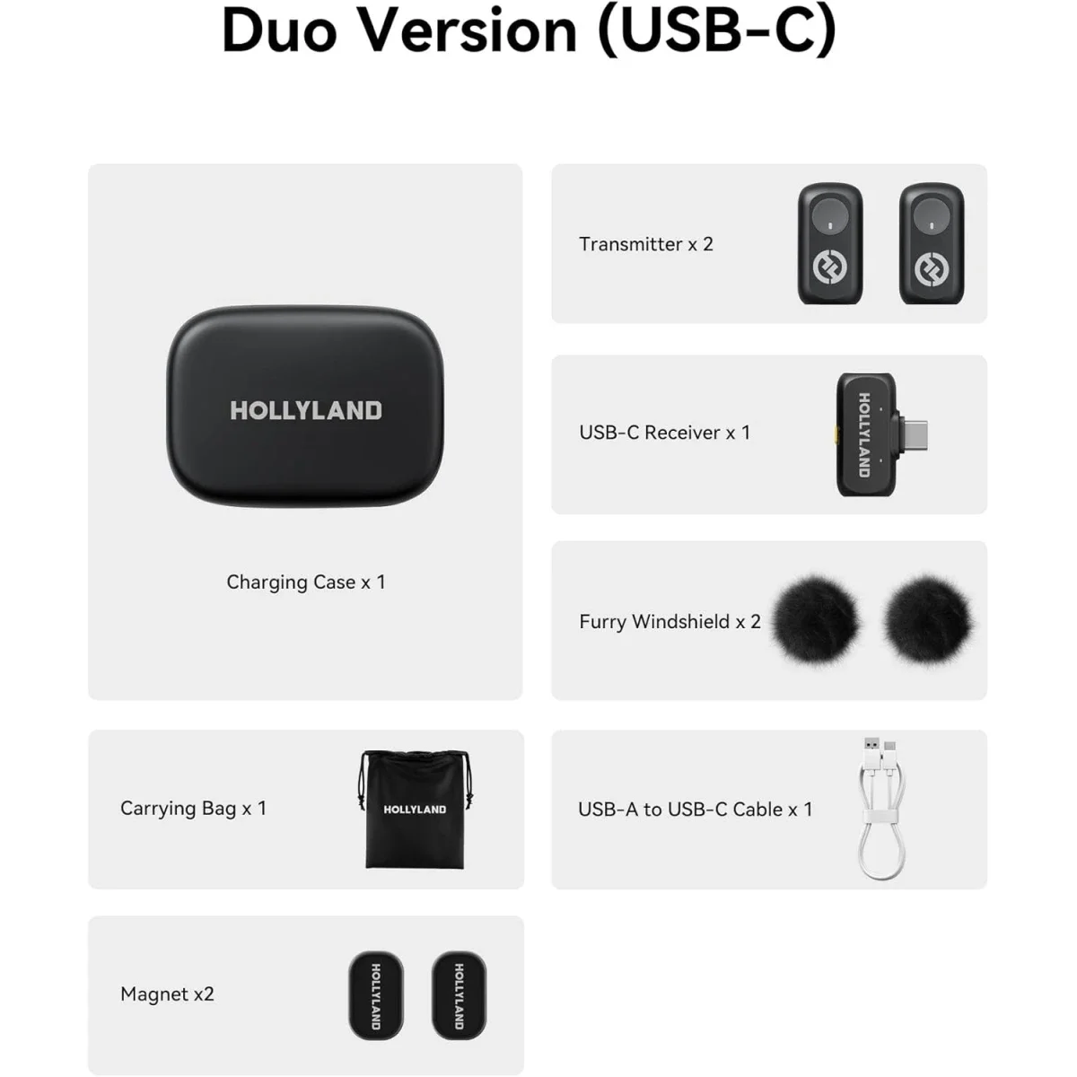 ميكروفون لاسلكي Hollyland Lark A1 Duo مع مستقبل USB-C، 48kHz/24-bit، أسود - Image 9