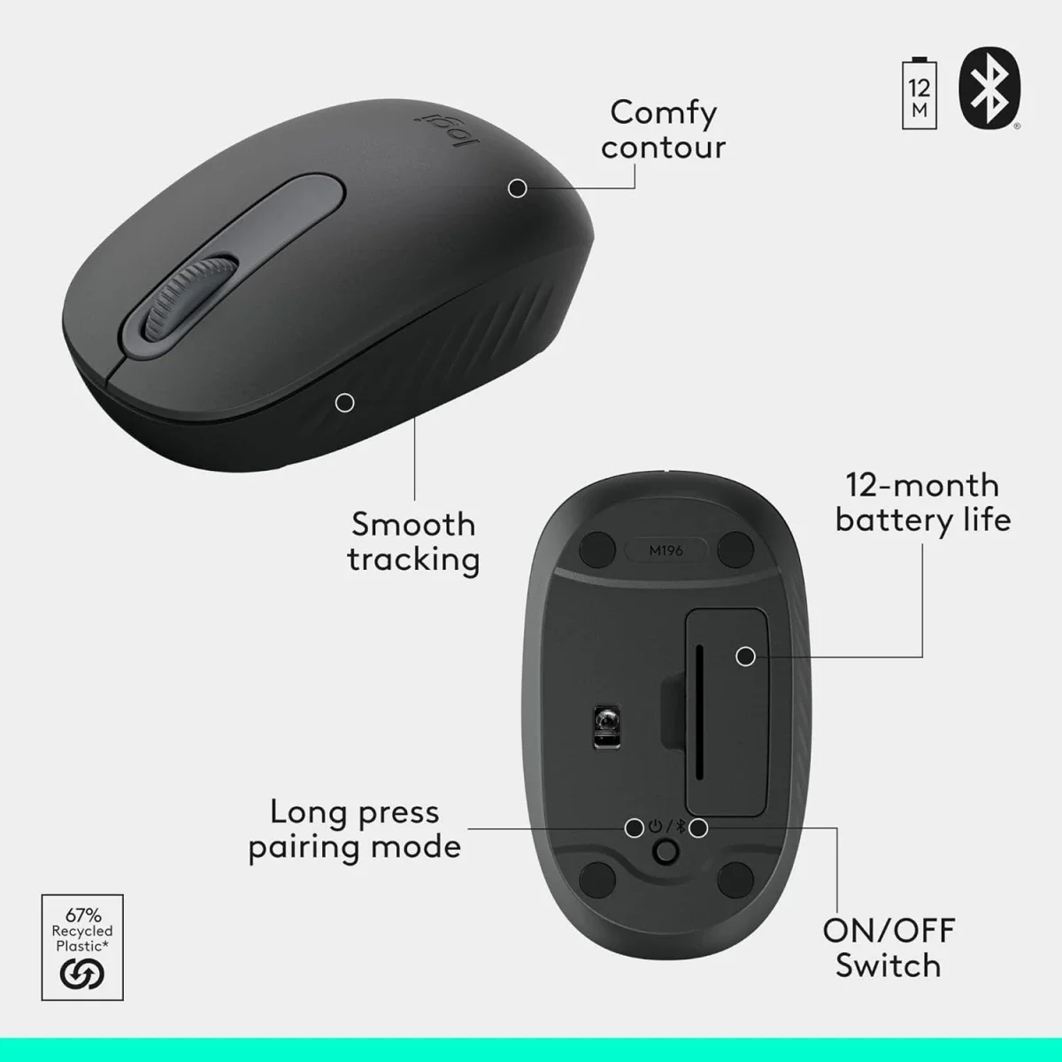 Logitech MK250 Bluetooth Keyboard & Mouse Combo, Arabic/English Layout, Graphite - Image 7